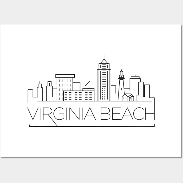 Virginia Beach Minimal Skyline Wall Art by kursatunsal